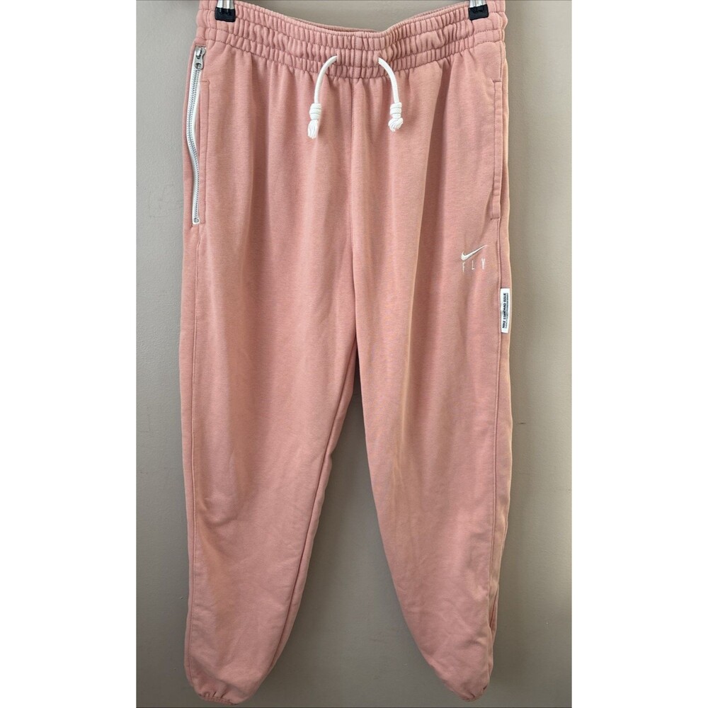 Nike Women’s M Salmon Pink Dri-FIT Jogger Sweatpants Zip Pockets Athletic